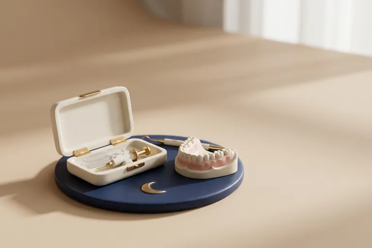 Diorama in miniatura dello sbiancamento domiciliare: la mascherina e il gel nella custodia